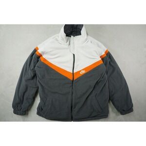 Vintage Nike Y2K 90s Reversible Fleece Lined Jacket Coat Gray Orange‎ Mens Small